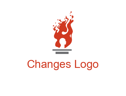 person face inside fire icon