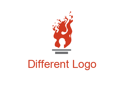 person face inside fire icon