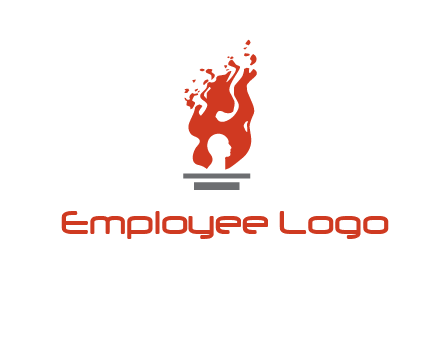 person face inside fire icon