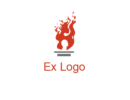 person face inside fire icon