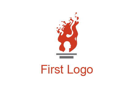 person face inside fire icon