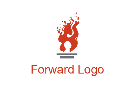 person face inside fire icon