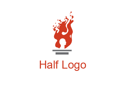 person face inside fire icon