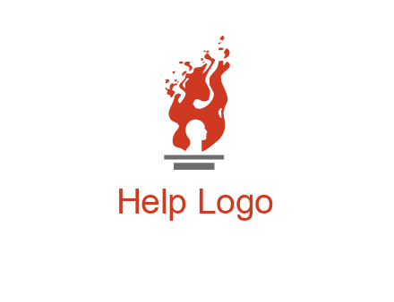 person face inside fire icon