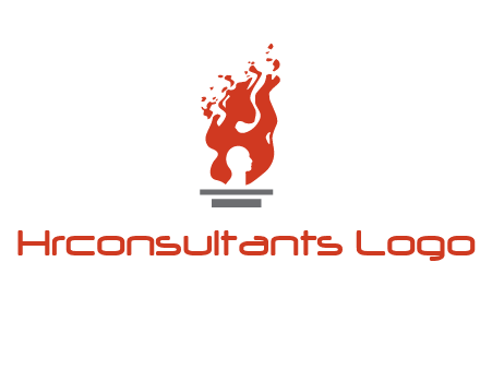 person face inside fire icon