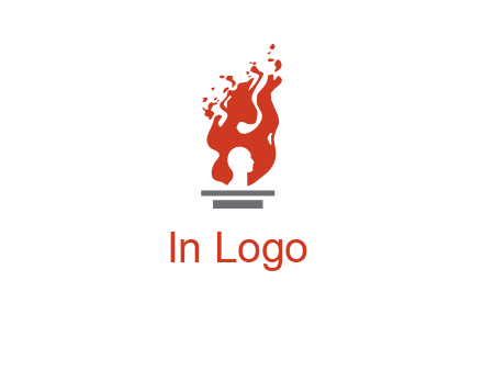 person face inside fire icon