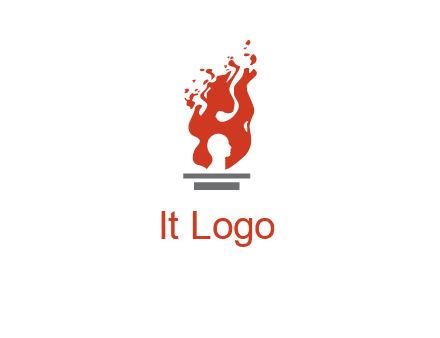 person face inside fire icon