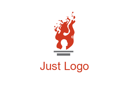 person face inside fire icon