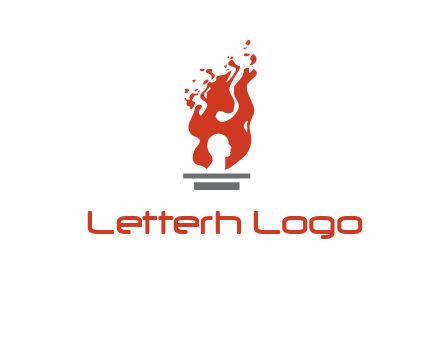 person face inside fire icon