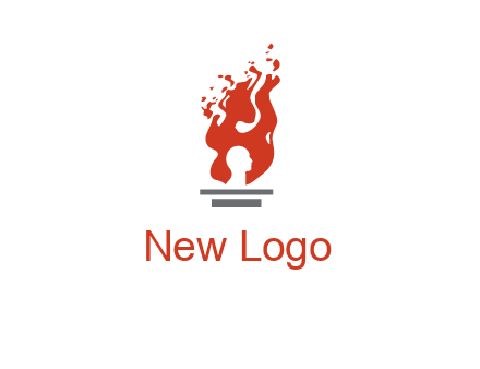 person face inside fire icon
