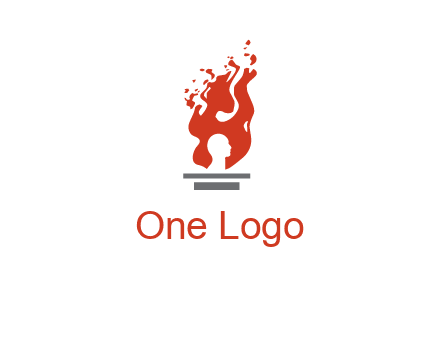 person face inside fire icon