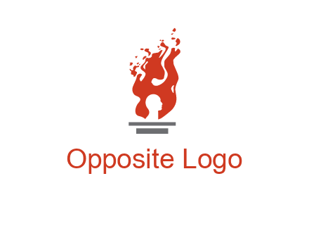 person face inside fire icon
