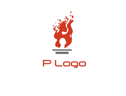 person face inside fire icon