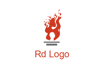 person face inside fire icon