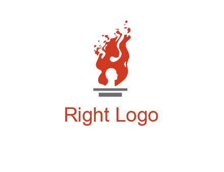 person face inside fire icon