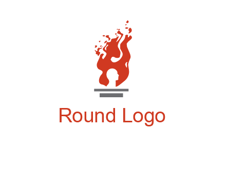 person face inside fire icon