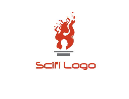 person face inside fire icon