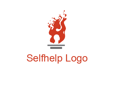 person face inside fire icon