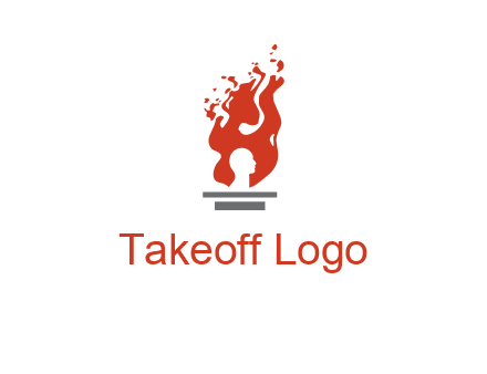 person face inside fire icon