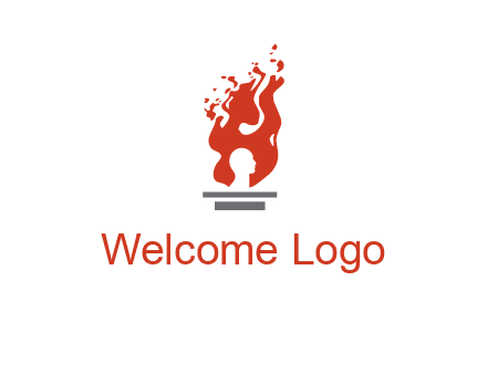 person face inside fire icon