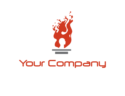 person face inside fire icon