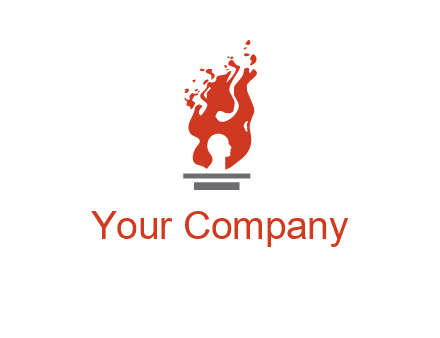 person face inside fire icon