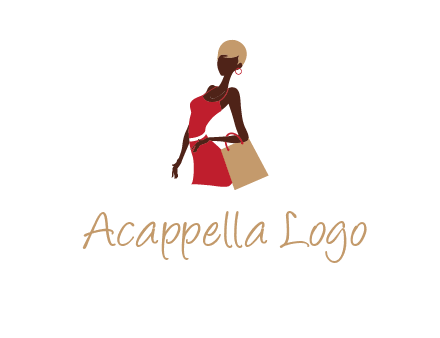 girl with fashionable dress holding shopping bag logo