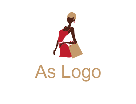 girl with fashionable dress holding shopping bag logo