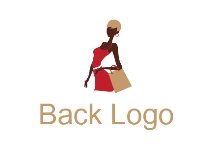 girl with fashionable dress holding shopping bag logo