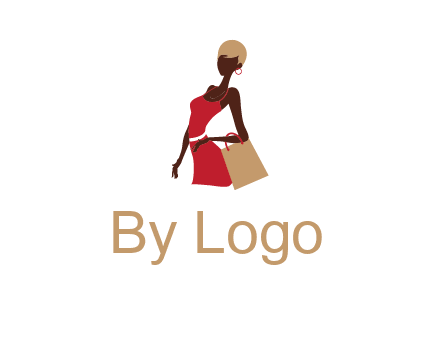 girl with fashionable dress holding shopping bag logo