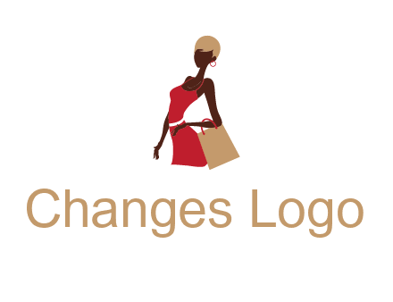 girl with fashionable dress holding shopping bag logo