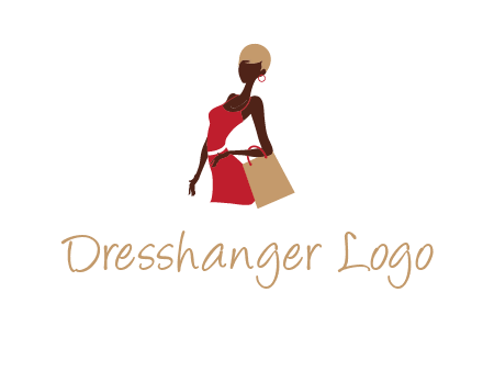 girl with fashionable dress holding shopping bag logo