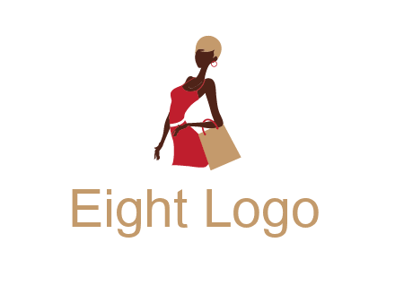 girl with fashionable dress holding shopping bag logo