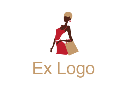 girl with fashionable dress holding shopping bag logo