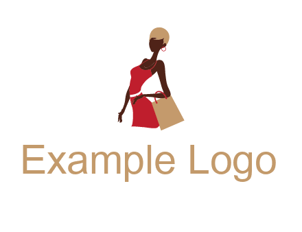 girl with fashionable dress holding shopping bag logo
