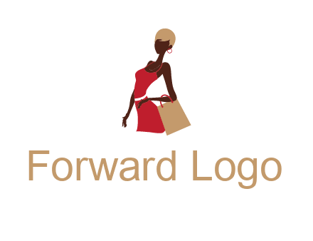 girl with fashionable dress holding shopping bag logo