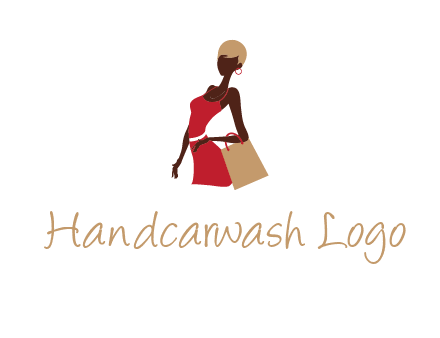 girl with fashionable dress holding shopping bag logo