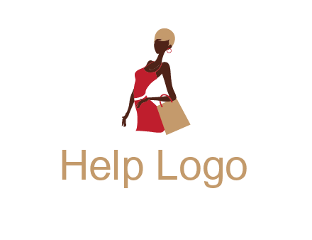girl with fashionable dress holding shopping bag logo