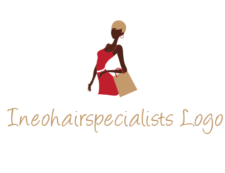 girl with fashionable dress holding shopping bag logo