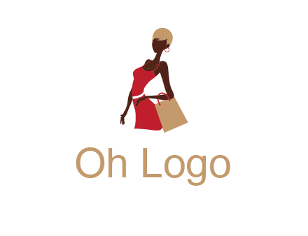 girl with fashionable dress holding shopping bag logo