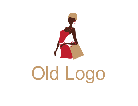 girl with fashionable dress holding shopping bag logo