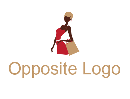 girl with fashionable dress holding shopping bag logo