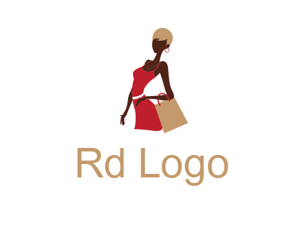 girl with fashionable dress holding shopping bag logo