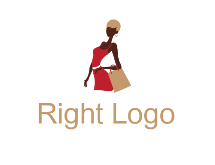 girl with fashionable dress holding shopping bag logo