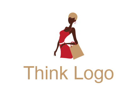girl with fashionable dress holding shopping bag logo