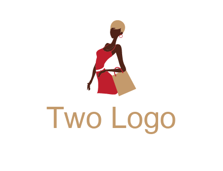 girl with fashionable dress holding shopping bag logo