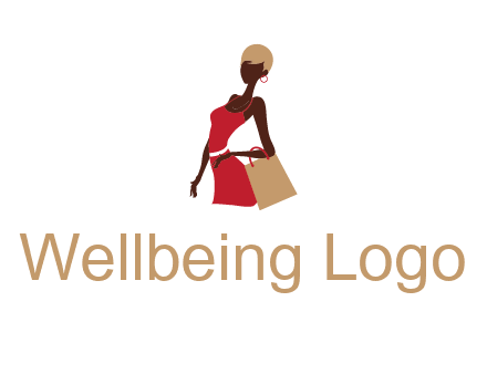 girl with fashionable dress holding shopping bag logo