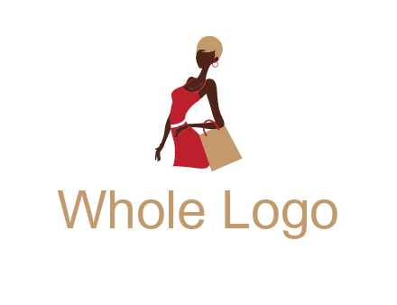 girl with fashionable dress holding shopping bag logo
