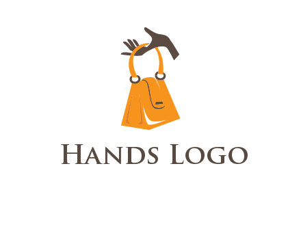 hand holding handbag logo