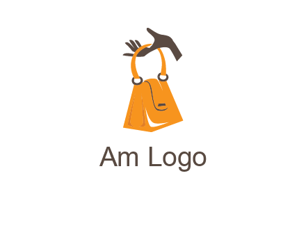 hand holding handbag logo